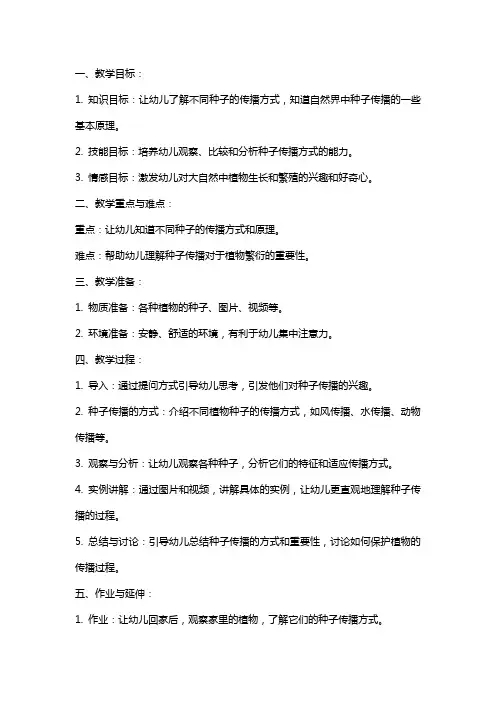 《种子的传播》大班教案：播种秘籍传授