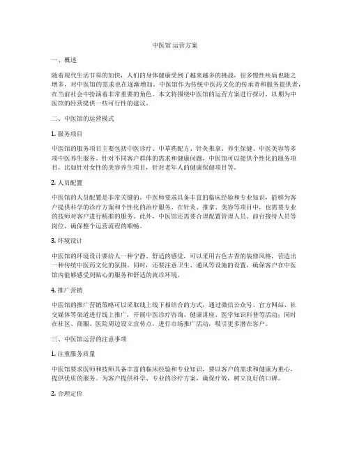 中医馆 运营方案