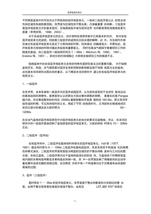 不同类型盆地中均可划分出不同级别的层序地层单元