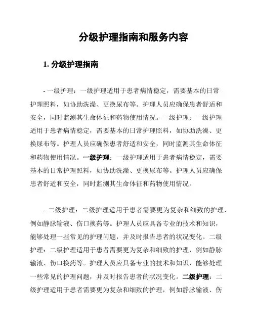 分级护理指南和服务内容