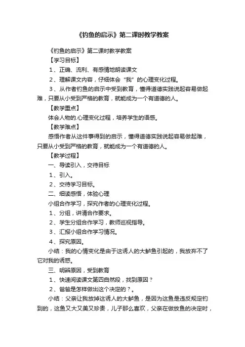 《钓鱼的启示》第二课时教学教案