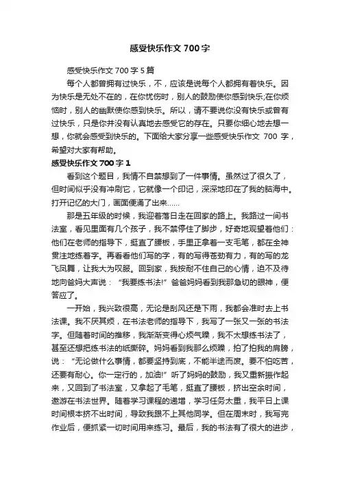 感受快乐作文700字5篇