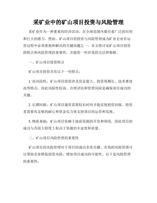 采矿业中的矿山项目投资与风险管理