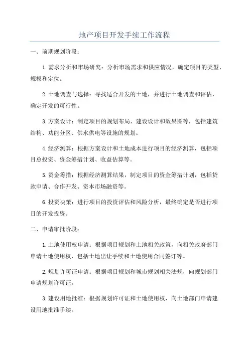 地产项目开发手续工作流程