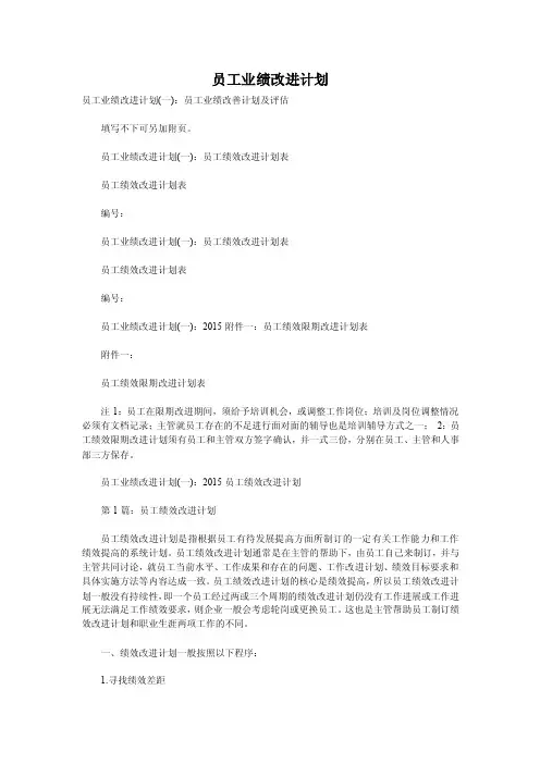 员工业绩改进计划