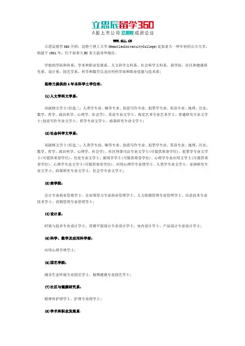 加拿大昆特兰理工大学本科学位
