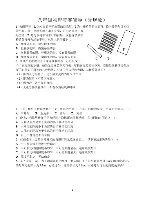 八年级物理竞赛辅导(光现象)