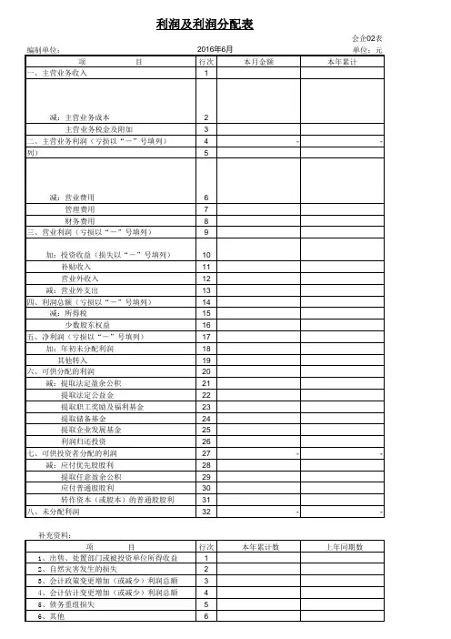资产负债表及利润表现金流量表模板