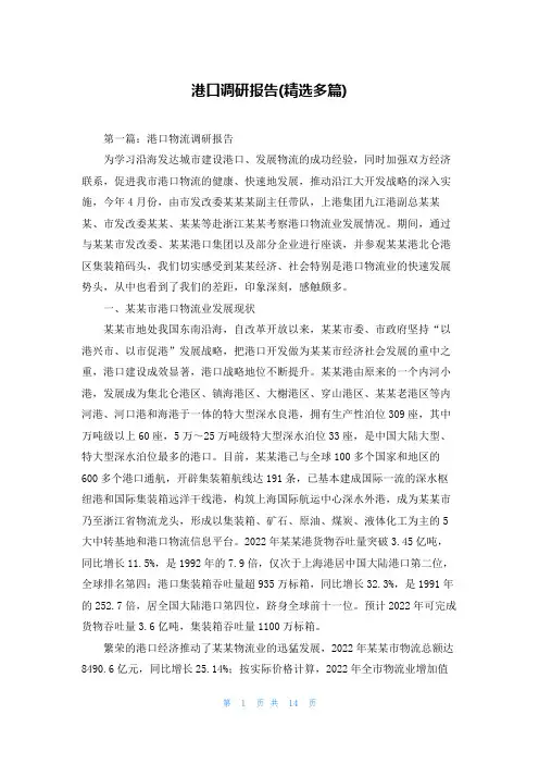 港口调研报告(精选多篇)