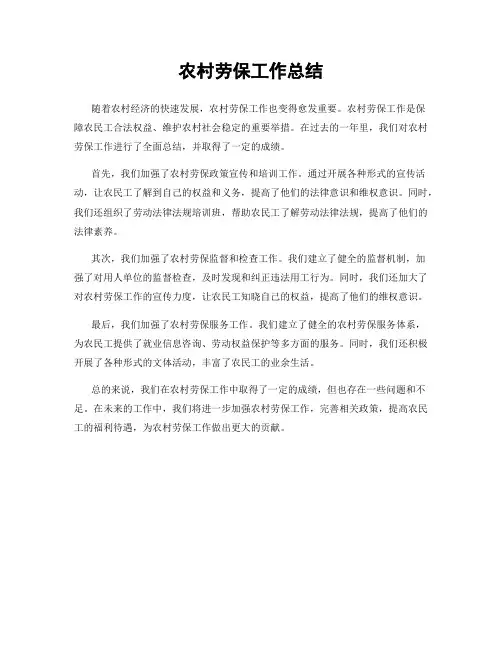 农村劳保工作总结