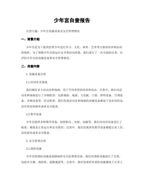 少年宫自查报告