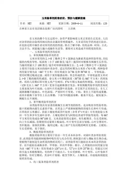 玉米药害识别