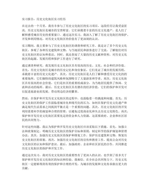 历史文化街区实习报告