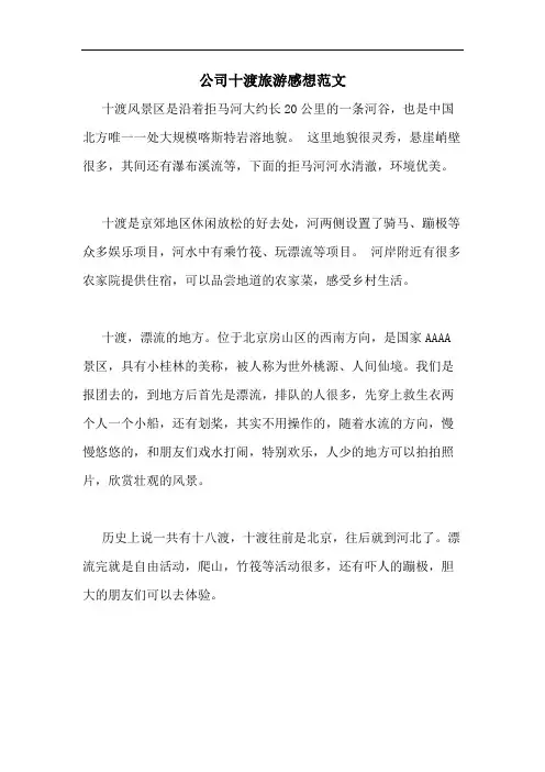 公司十渡旅游感想范文