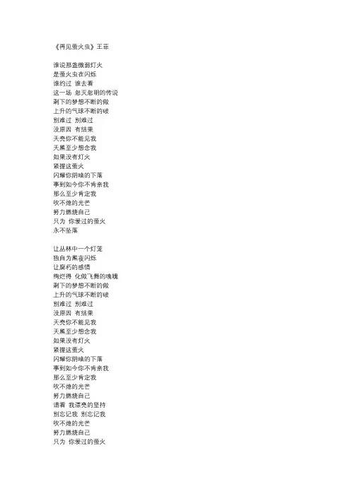 王菲《再见萤火虫》歌词