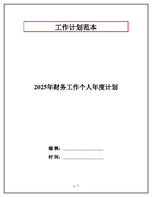2025年财务工作个人年度计划