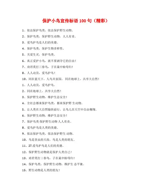 保护小鸟宣传标语100句(精彩)