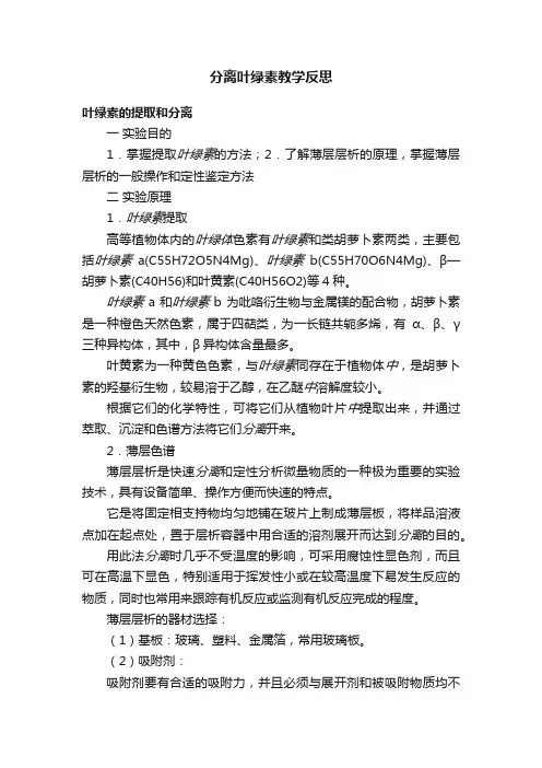分离叶绿素教学反思