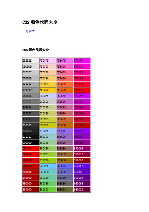 CSS颜色代码大全