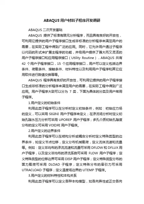 ABAQUS用户材料子程序开发调研