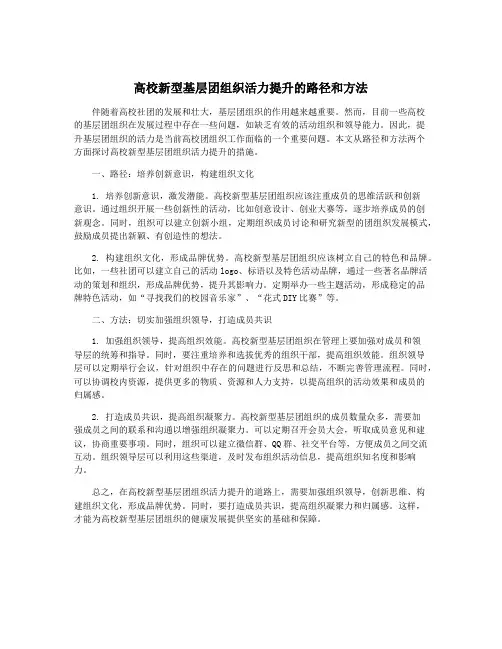高校新型基层团组织活力提升的路径和方法