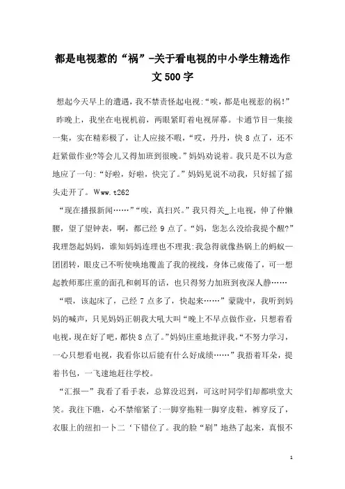 都是电视惹的“祸”-关于看电视的中小学生精选作文500字