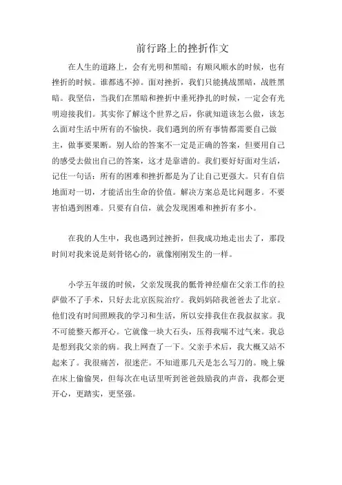 前行路上的挫折作文