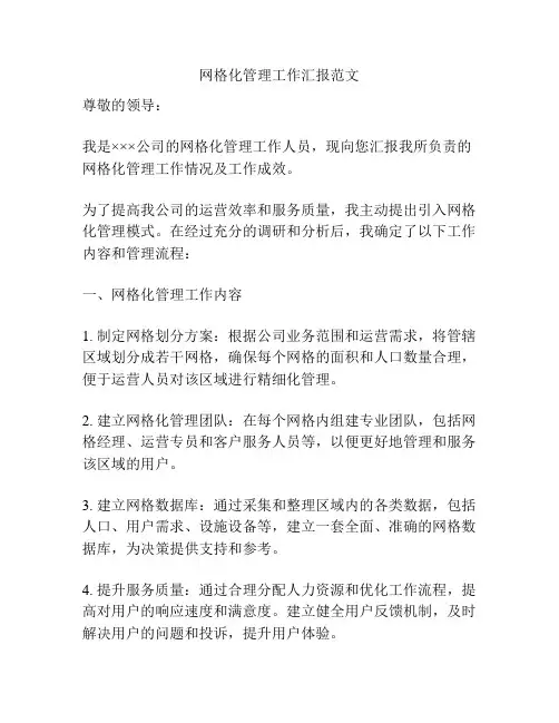 网格化管理工作汇报范文