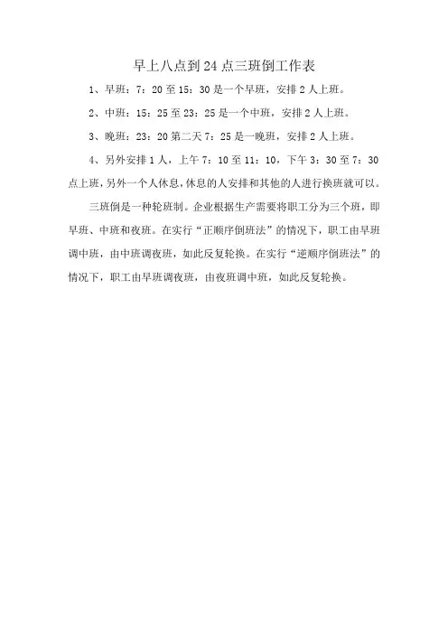 早上八点到24点三班倒工作表