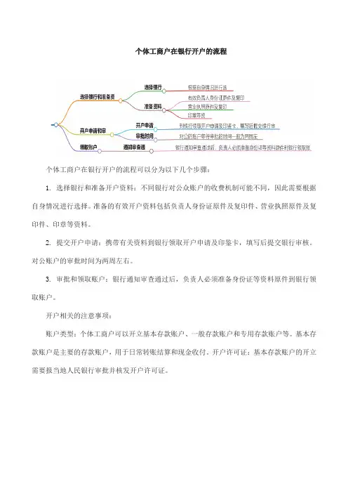 个体工商户在银行开户流程