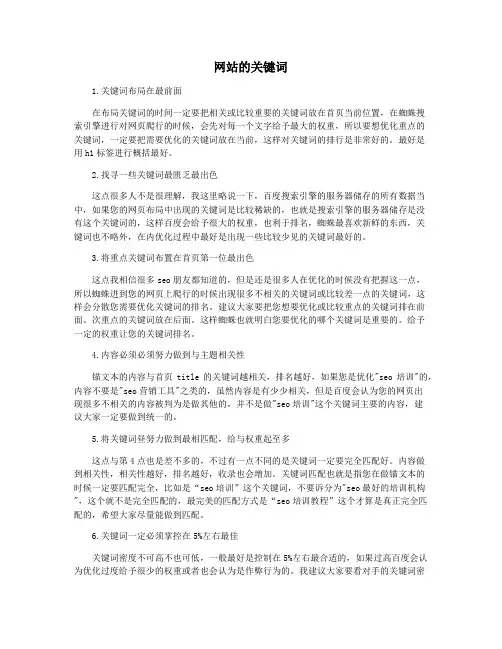 网站的关键词