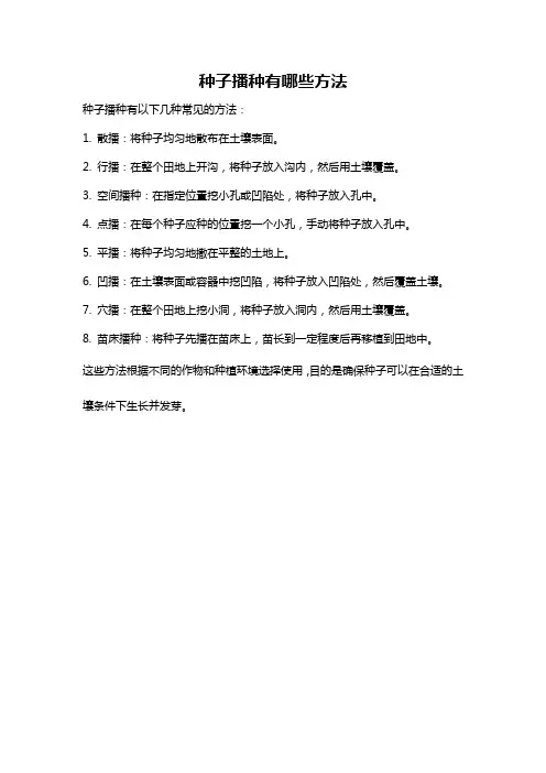 种子播种有哪些方法