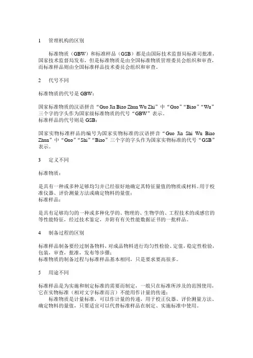 标准物质和标品物质的区别