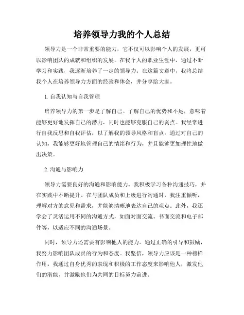 培养领导力我的个人总结