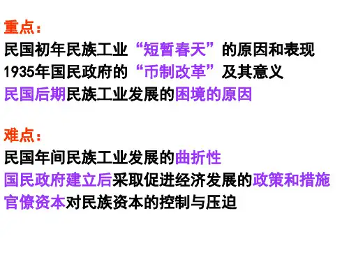 民国时期民族工业的曲折发展概述PPT42页