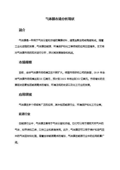 2024年气体膜市场分析现状