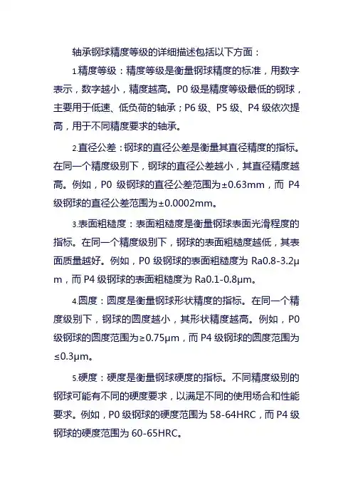 轴承钢球精度等级