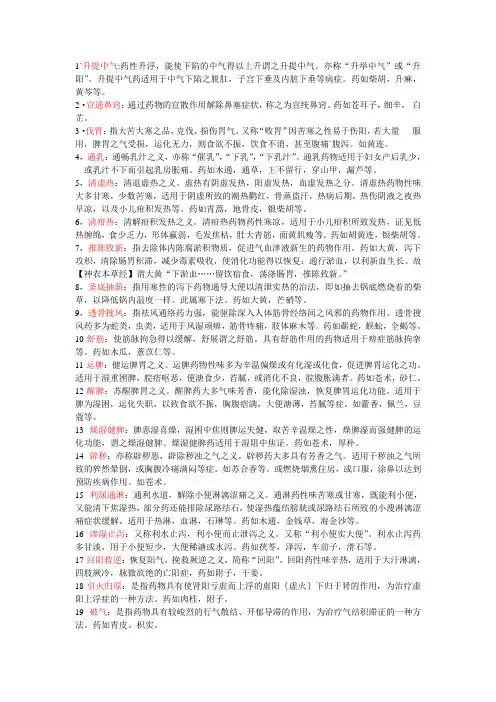 南中医翰林学院中药学名词解释