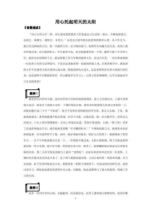 用心托起明天的太阳案例