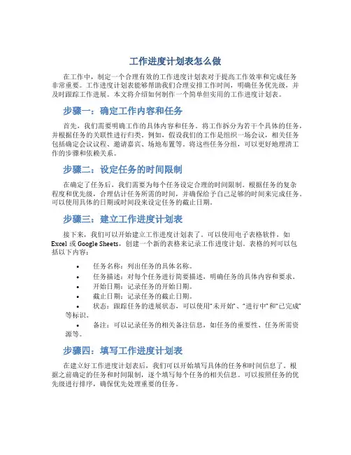 工作进度计划表怎么做