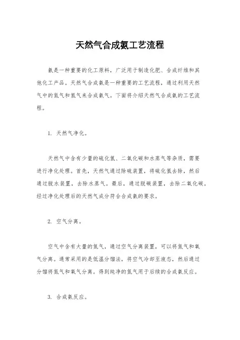 天然气合成氨工艺流程