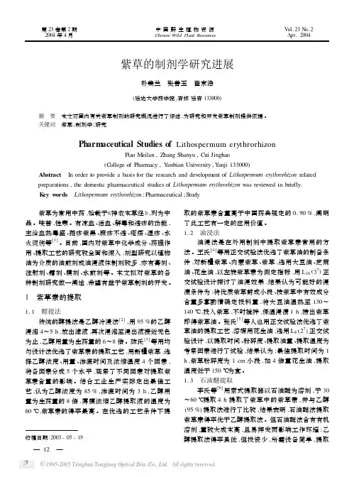 紫草的制剂学研究进展