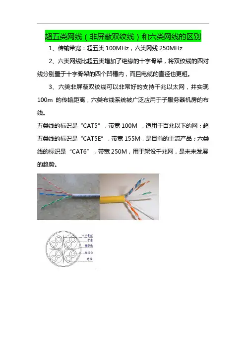 超五类网线(非屏蔽双绞线)和六类网线的区别