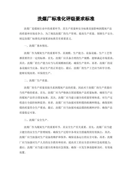 洗煤厂标准化评级要求标准
