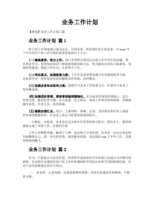 业务工作计划