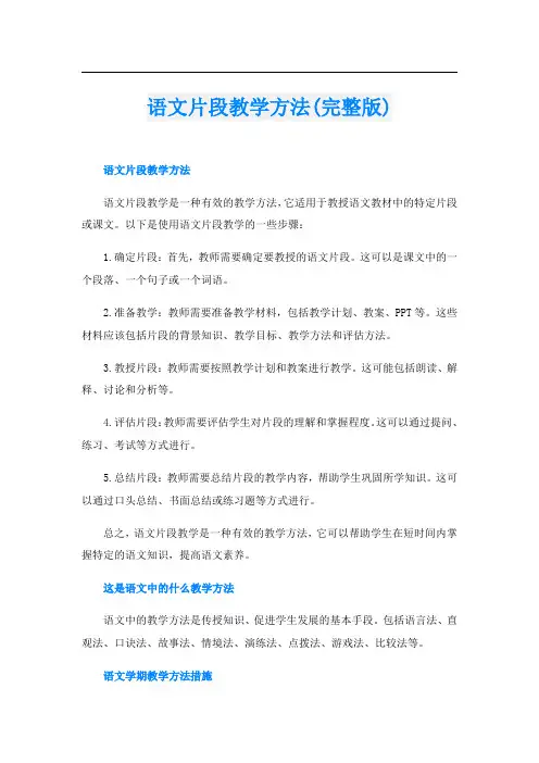 语文片段教学方法(完整版)