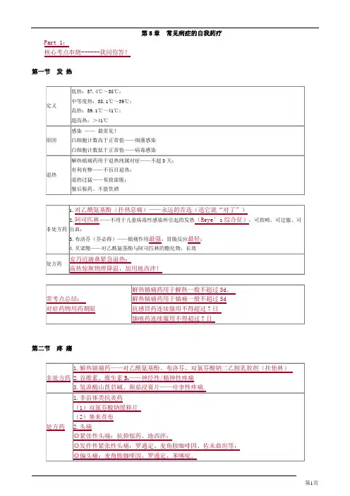 2015年药综第8章常见病症的自我药疗
