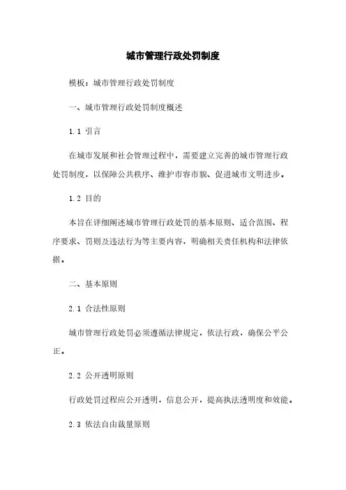城市管理行政处罚制度