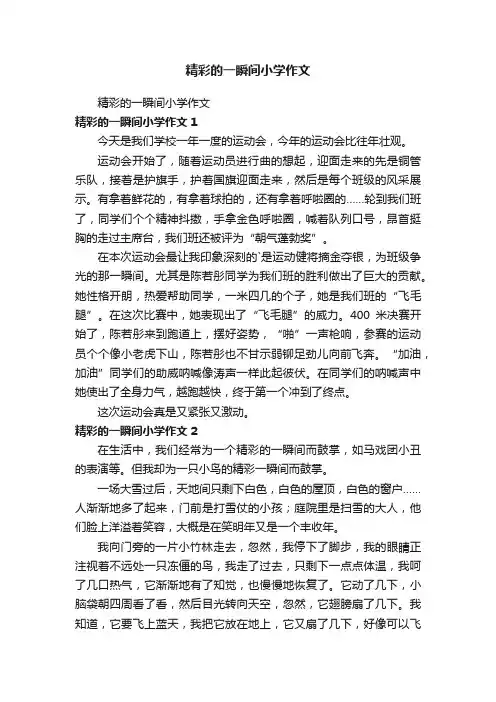 精彩的一瞬间小学作文