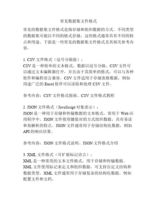 常见数据集文件格式